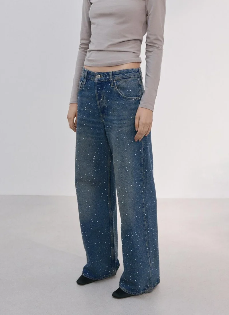 مانجو Wide leg jeans with rhinestones